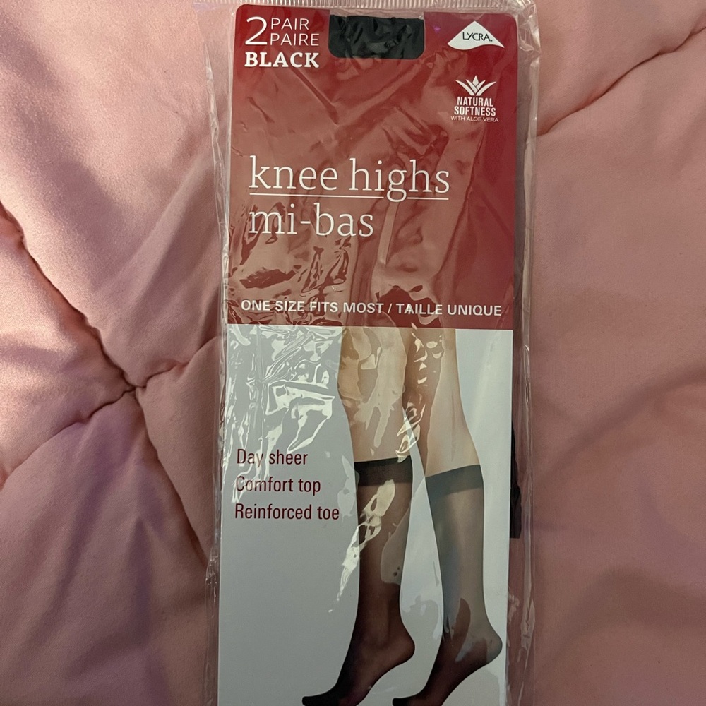 Sheer Black Knee High Socks with Comfort Top